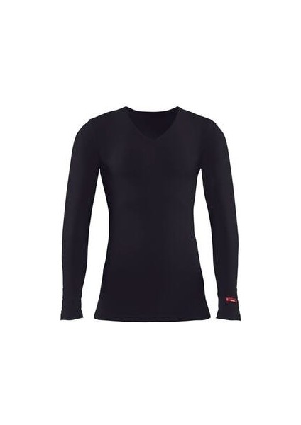 1257-BLACKSPADE Ünisex V Yaka Uzunkol Tharmel Içlik-Siyah