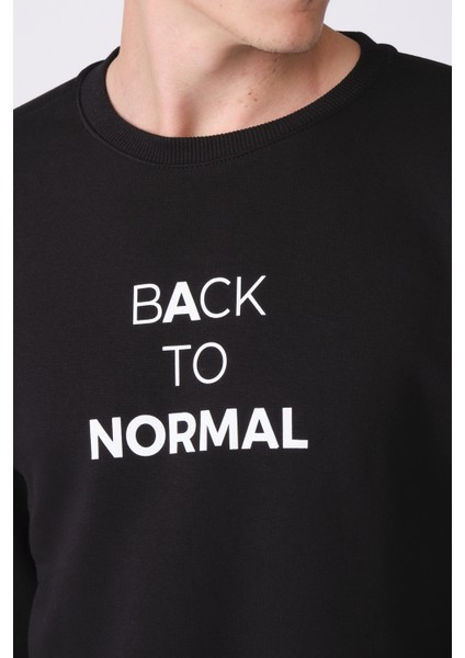 Erkek Siyah Oversize Fit Bisiklet Yaka Baskılı Içi Yumuşak Tüylü Sweatshirt RF0202 modelleri