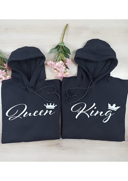 Sevgili Kombini Sweatshirt El Yazılı King Queen