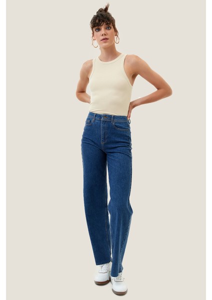 Kadın Kırık Beyaz Fitilli T-Shirt Halter Yaka Örme Atlet