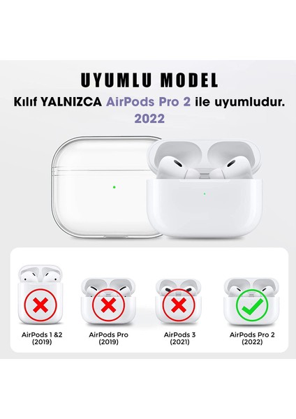 Airpods Pro (2. Nesil) Kılıf Transparan 360 Silikon Koruyucu