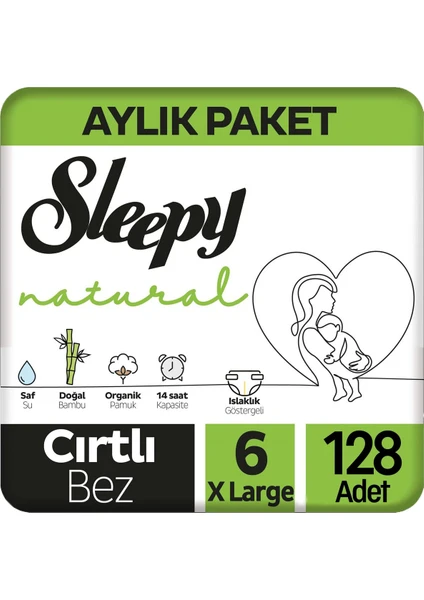 Natural Bebek Bezi 6 Beden 15-25 kg 128'li