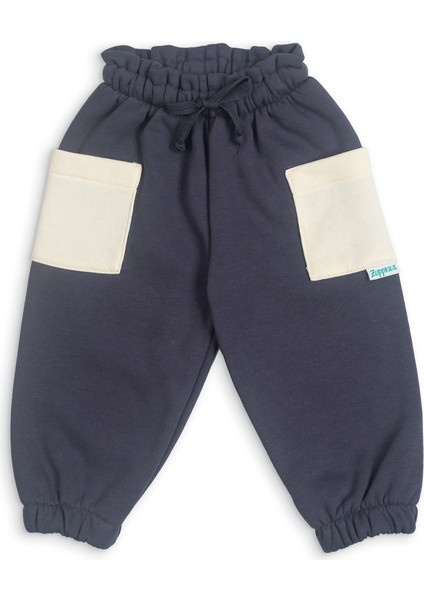 Bebek Kalın Pamuklu Jogger Pantolon - Navy - 0-3 Ay