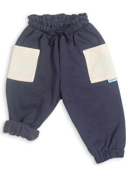 Bebek Kalın Pamuklu Jogger Pantolon - Navy - 0-3 Ay