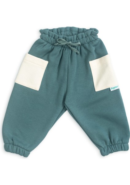 Bebek Kalın Pamuklu Jogger Pantolon - Petrol Yeşili - 3-6 Ay