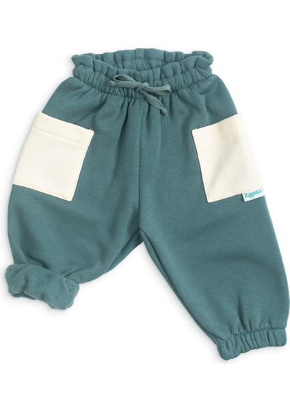 Bebek Kalın Pamuklu Jogger Pantolon - Petrol Yeşili - 3-6 Ay