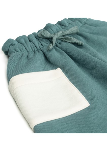 Bebek Kalın Pamuklu Jogger Pantolon - Petrol Yeşili - 3-6 Ay