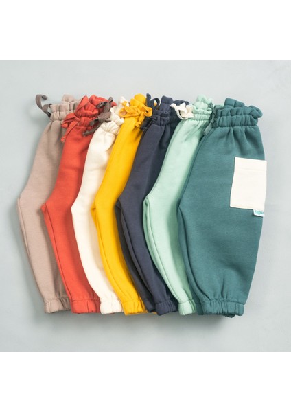 Bebek Kalın Pamuklu Jogger Pantolon - Petrol Yeşili - 3-6 Ay