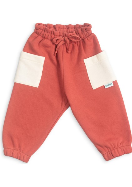 Bebek Kalın Pamuklu Jogger Pantolon - Mercan - 6-9 Ay