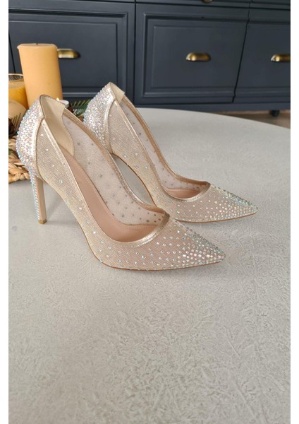 036 4168 Topukla Kadın 10 cm Topuklu Taşlı Abiye Ayakkabı indirimleri