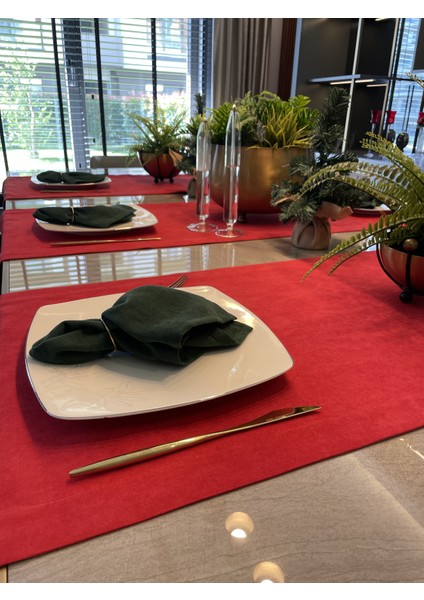 Dertsiz Kadife Dokulu Kırmızı Runner