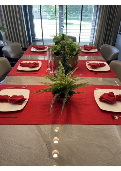 Dertsiz Kadife Dokulu Kırmızı Runner fırsatları