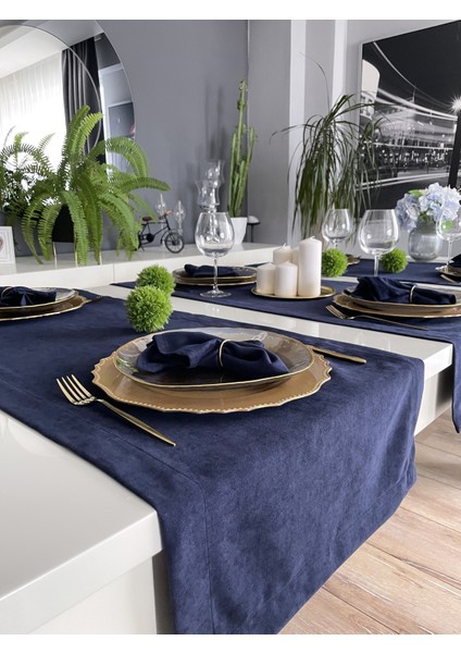 Kadife Dokulu Lacivert Koyu Mavi Runner fiyatları