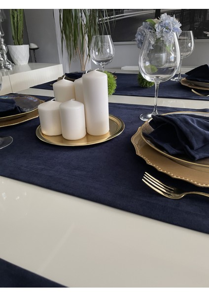 Kadife Dokulu Lacivert Koyu Mavi Runner modelleri