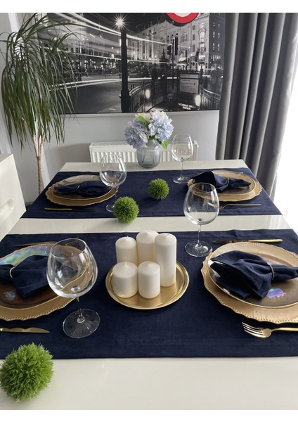 Kadife Dokulu Lacivert Koyu Mavi Runner fırsatları