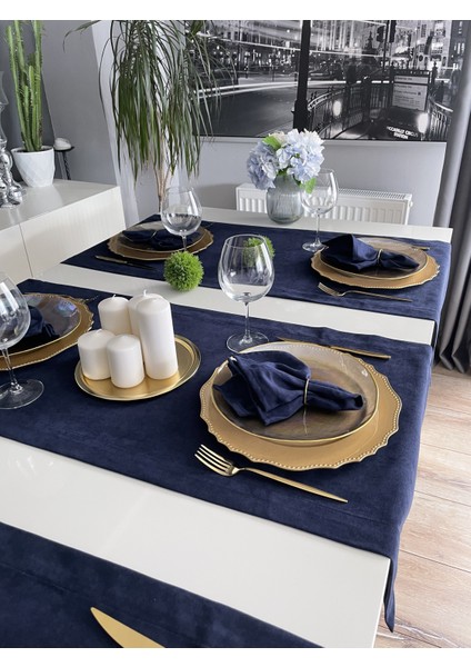 Kadife Dokulu Lacivert Koyu Mavi Runner indirimleri