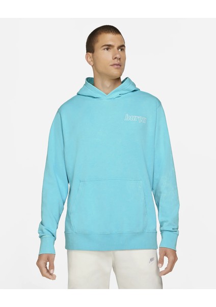 Fc Barcelona Fransız Havlu Kumaşı Mavi Erkek Kapüşonlu Sweatshirt DC7277