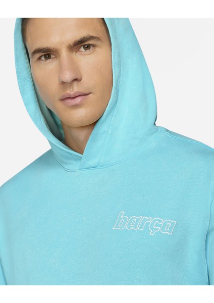 Fc Barcelona Fransız Havlu Kumaşı Mavi Erkek Kapüşonlu Sweatshirt DC7277 modelleri