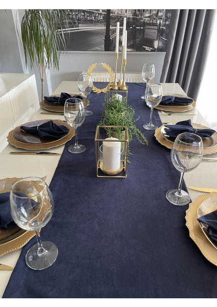 Kadife Dokulu Dertsiz Lacivert Uzun Runner fırsatları