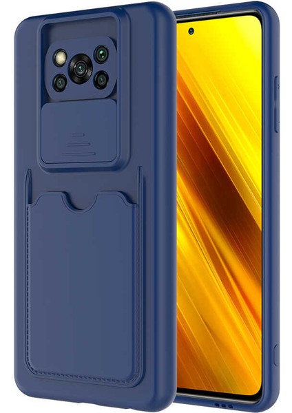 Xiaomi Poco X3 Kılıf ​sürgülü Kamera Korumalı Kartlık Bölmeli Silikon Kapak