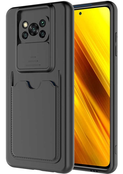 Xiaomi Poco X3 Kılıf ​sürgülü Kamera Korumalı Kartlık Bölmeli Silikon Kapak