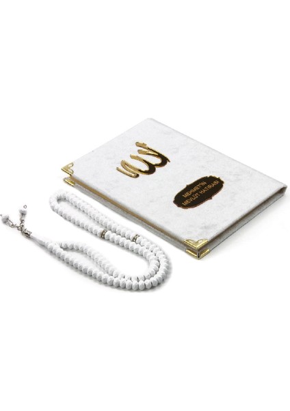 20 Adet Kadife Kaplı Yasin Kitabı - Çanta Boy - Isme Özel Plakalı - Tesbihli - Keseli - Beyaz Renk (Ciltli) fiyatları