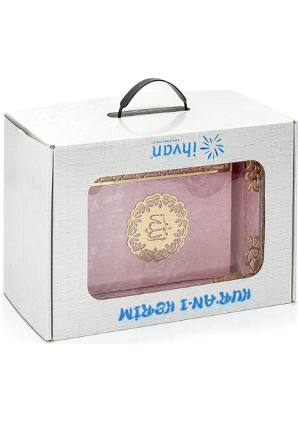 Şeffaf Pleksili Kadife Kaplı Sandıklı Çeyizlik Kuranı Kerim Seti - Pembe (Ciltli) fırsatları