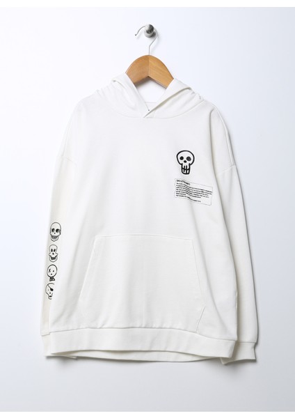 Baskılı Erkek Çocuk Ekru Sweatshirt Df-11