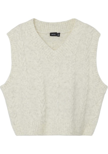 Düz Krem Kiz Çocuk Atlet Nlfnobel Ls Crop Knit Vest