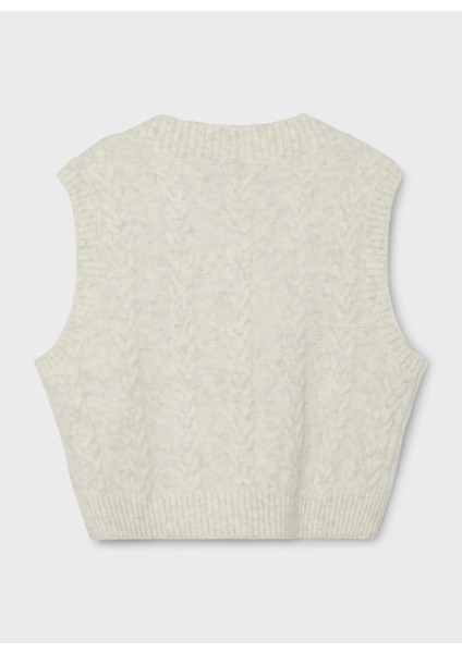 Düz Krem Kiz Çocuk Atlet Nlfnobel Ls Crop Knit Vest