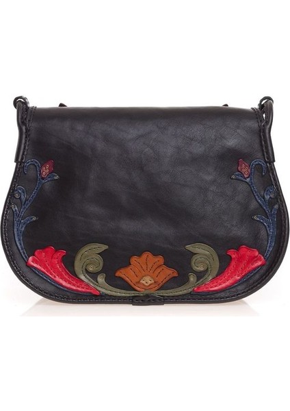 Rasa Siyah Deri/renkli Kadın Çapraz Askılı Çanta 065 Rasa modelleri