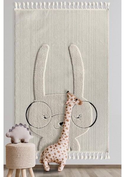 Kids Bunny Tavşan Figürlü Krem Çocuk Odası Halısı