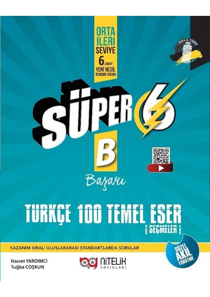 Süper 6. Sınıf Türkçe 100 Temel Eser Yeni Nesil Soru Kitabı
