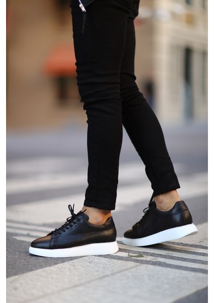 - Siyah Deri Sneakers Erkek Ayakkabı