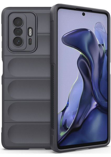 11T / 11T Pro İçin Kaymaz Silikon Telefon Kılıfı - Koyu Gri (Yurt Dışından)