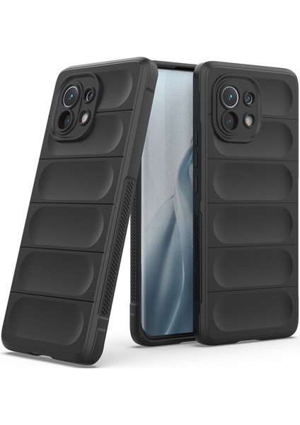 Mi 11 İçin Kaymaz Silikon Telefon Kılıfı - Siyah (Yurt Dışından)