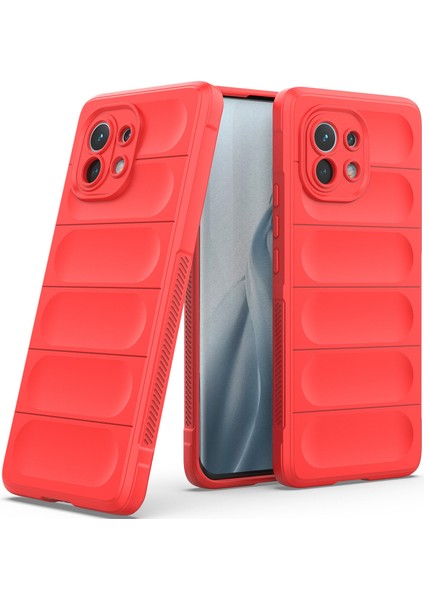 Mi 11 İçin Kaymaz Silikon Telefon Kılıfı - Kırmızı (Yurt Dışından)
