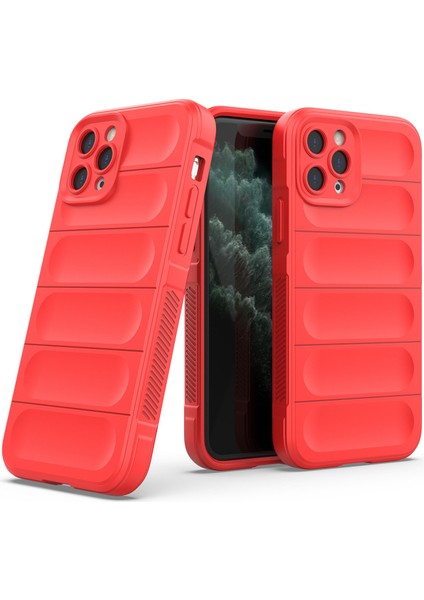 iPhone 11 Pro Max İçin Kaymaz Silikon Telefon Kılıfı - Kırmızı (Yurt Dışından)