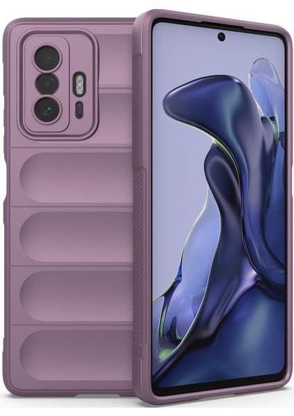 11T / 11T Pro İçin Kaymaz Silikon Telefon Kılıfı - Mor (Yurt Dışından)