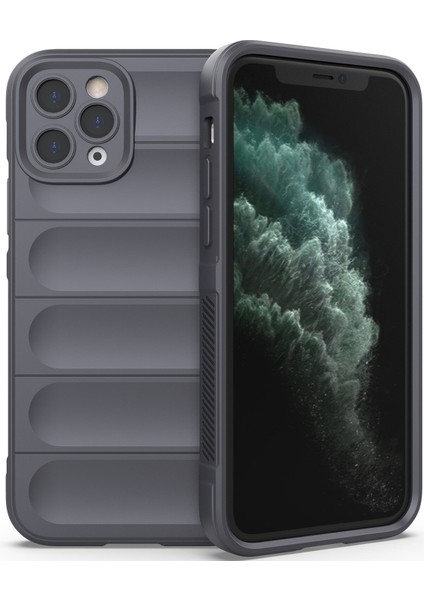 iPhone 11 Pro Max İçin Kaymaz Silikon Telefon Kılıfı - Koyu Gri (Yurt Dışından)