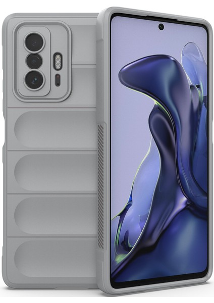 11T / 11T Pro İçin Kaymaz Silikon Telefon Kılıfı - Gri (Yurt Dışından)