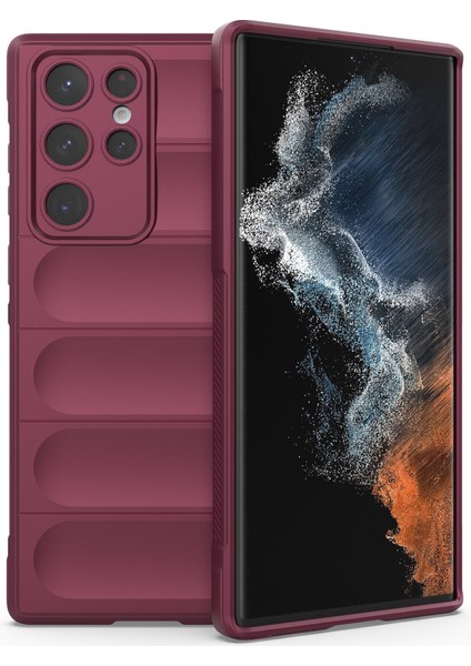 Galaxy S22 Ultra 5G İçin Kaymaz Silikon Telefon Kılıfı - Koyu Kırmızı (Yurt Dışından) fiyatları