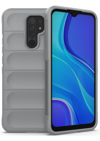 Redmi 9 İçin Kaymaz Silikon Telefon Kılıfı - Gri (Yurt Dışından)