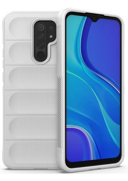 Redmi 9 İçin Kaymaz Silikon Telefon Kılıfı - Beyaz (Yurt Dışından)