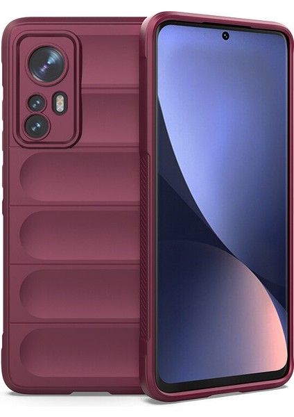 12 Pro İçin Kaymaz Silikon Telefon Kılıfı - Koyu Kırmızı (Yurt Dışından)
