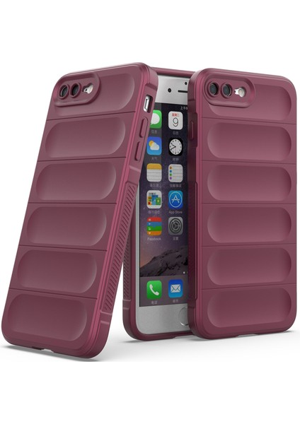 iPhone 8 Plus / 7 Plus İçin Kaymaz Silikon Telefon Kılıfı - Koyu Kırmızı (Yurt Dışından)