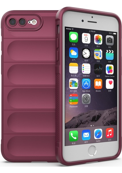 iPhone 8 Plus / 7 Plus İçin Kaymaz Silikon Telefon Kılıfı - Koyu Kırmızı (Yurt Dışından)
