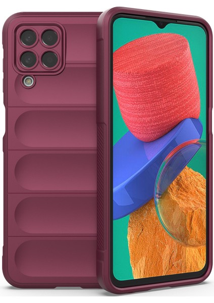 Galaxy M33 İçin Kaymaz Silikon Telefon Kılıfı - Koyu Kırmızı (Yurt Dışından)