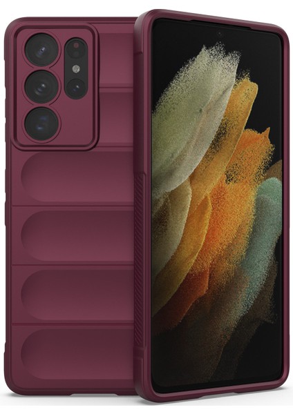 Galaxy S21 Ultra 5G İçin Kaymaz Silikon Telefon Kılıfı - Koyu Kırmızı (Yurt Dışından) fiyatları