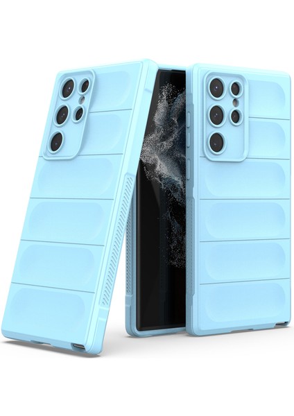 Galaxy S22 Ultra 5G İçin Kaymaz Silikon Telefon Kılıfı - Mavi (Yurt Dışından)
